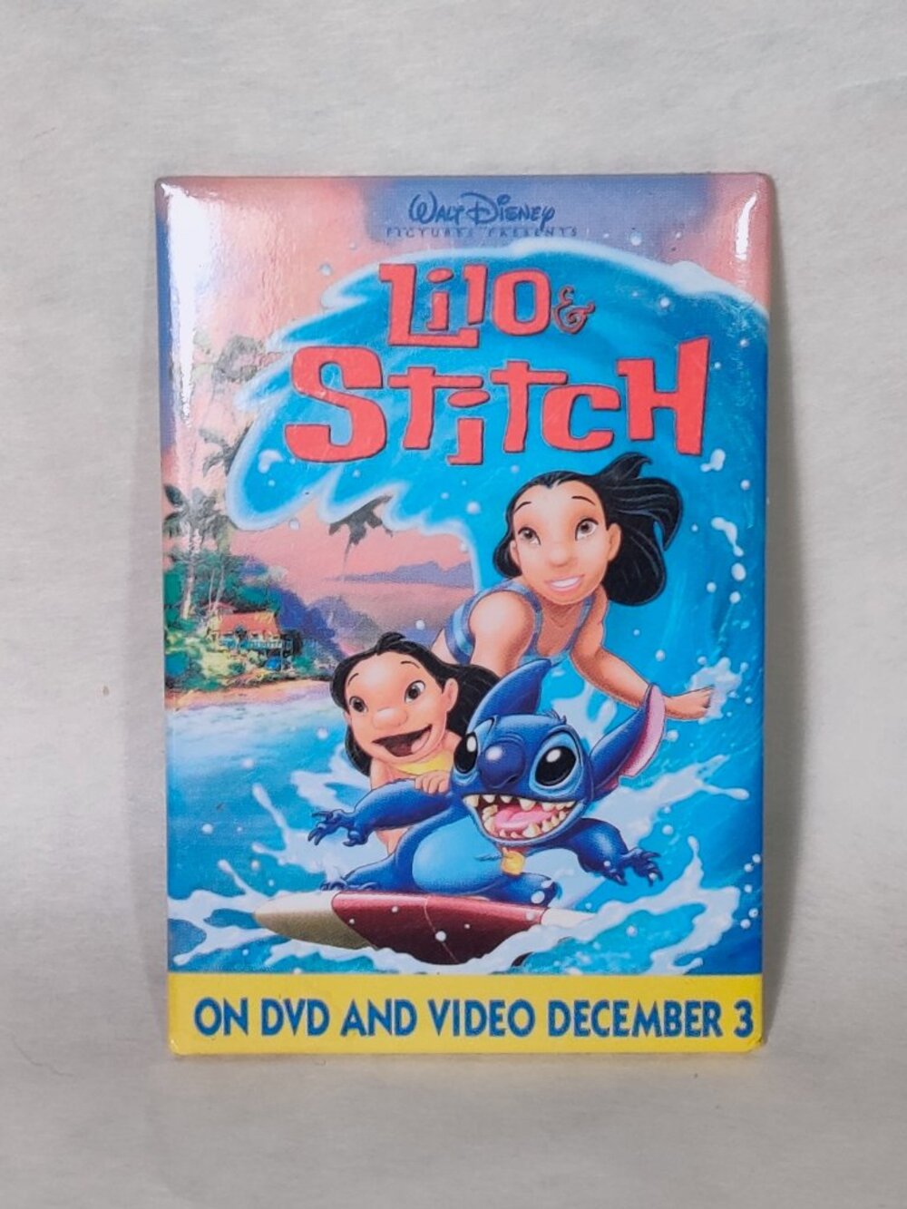 Vintage Disney Lilo & Stitch Button Promotional Pin Back VHS Video DVD Release